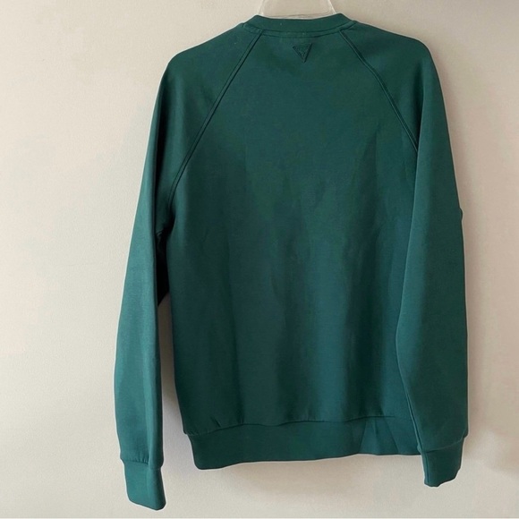Green Long Sleeve Zip Front Guess Crewneck Sweater - Picture 4 of 7